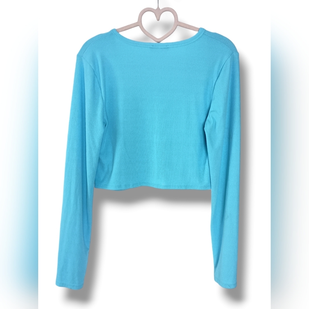 Zara Blue Ruched Long Sleeve Top - Picture 3 of 6